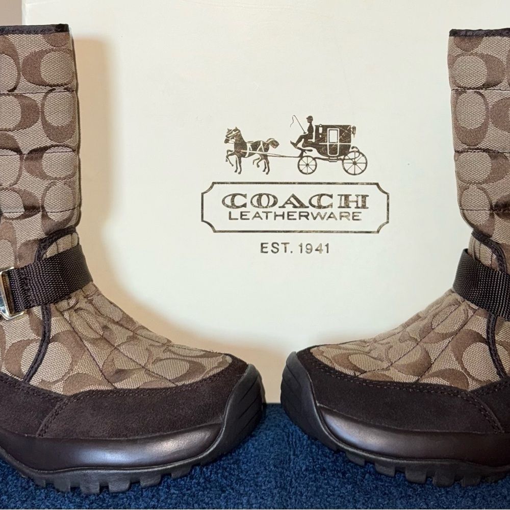 Coach Brown and Tan Signature Boots